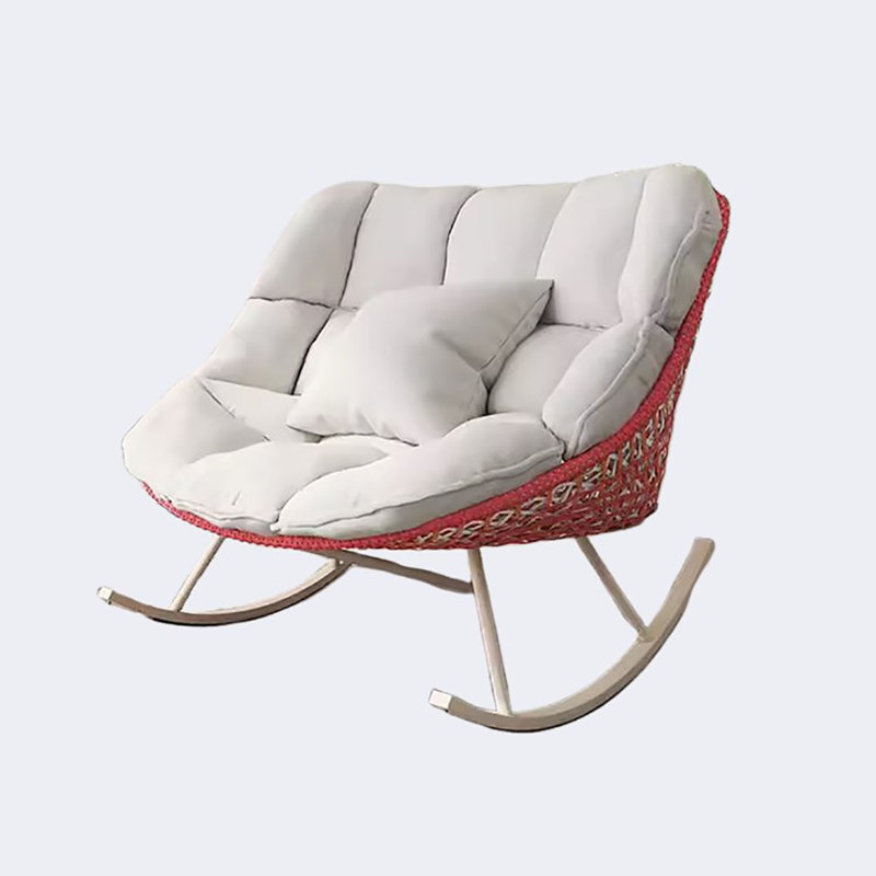 Chaise berçante décontractée simple et moderne, Blanc cassé, Rouge, blanc cassé
