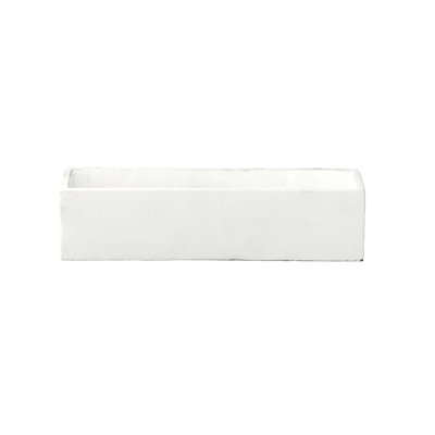 Pot de fleurs rectangulaire en ciment au fini mat blanc - H 3,50 po
