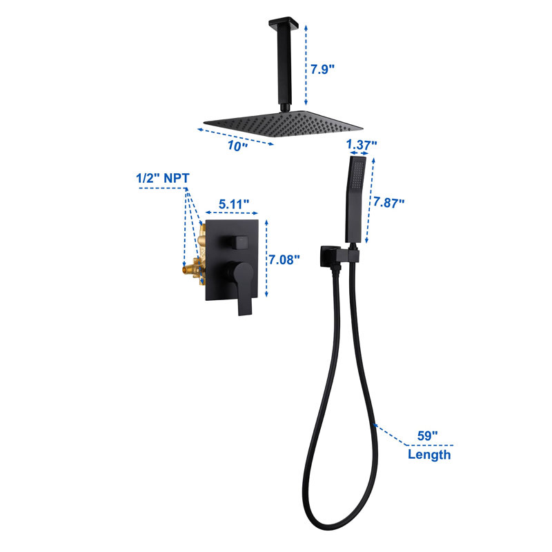 All-In-One Kit with Rough in-Valve, Matte Black