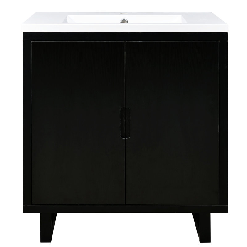 Ensemble de meuble-lavabo 30 po avec lavabo, armoire combinée, armoire de rangement pour salle de bain, structure en bois massif