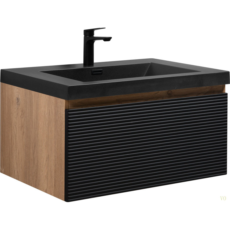Meuble-lavabo mural 30 po avec lavabo, meuble-lavabo mural moderne avec comptoir et tiroirs à fermeture en douceur