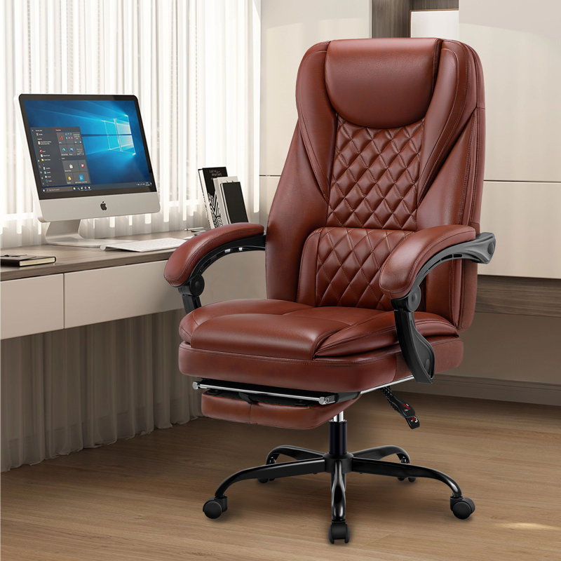 Azteca Ergonomic Executive Chair with Footrest, Vintage Brown