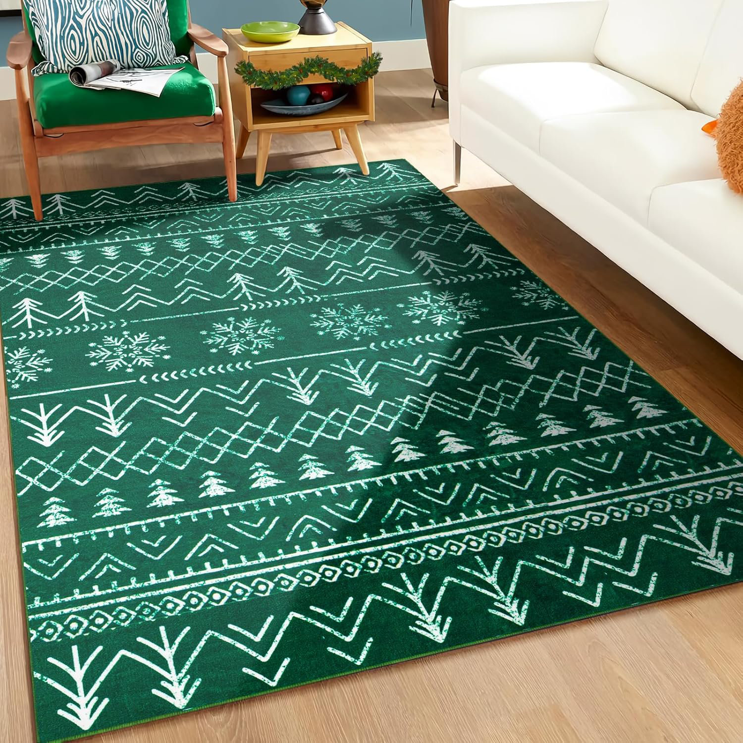 Bloomsbury Market Christmas Rug - Charming Christmas Tree, Playful Elk ...