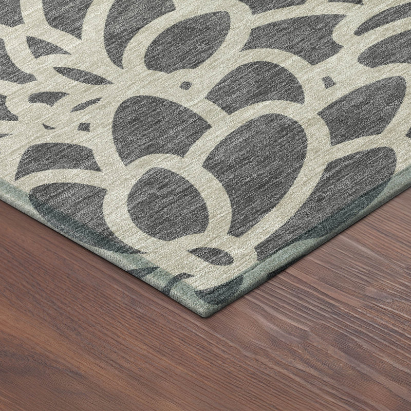 Machine Washable Indoor/Outdoor Lanphear ACN2412 Botanical Rug, Rectangle 8' x 10'