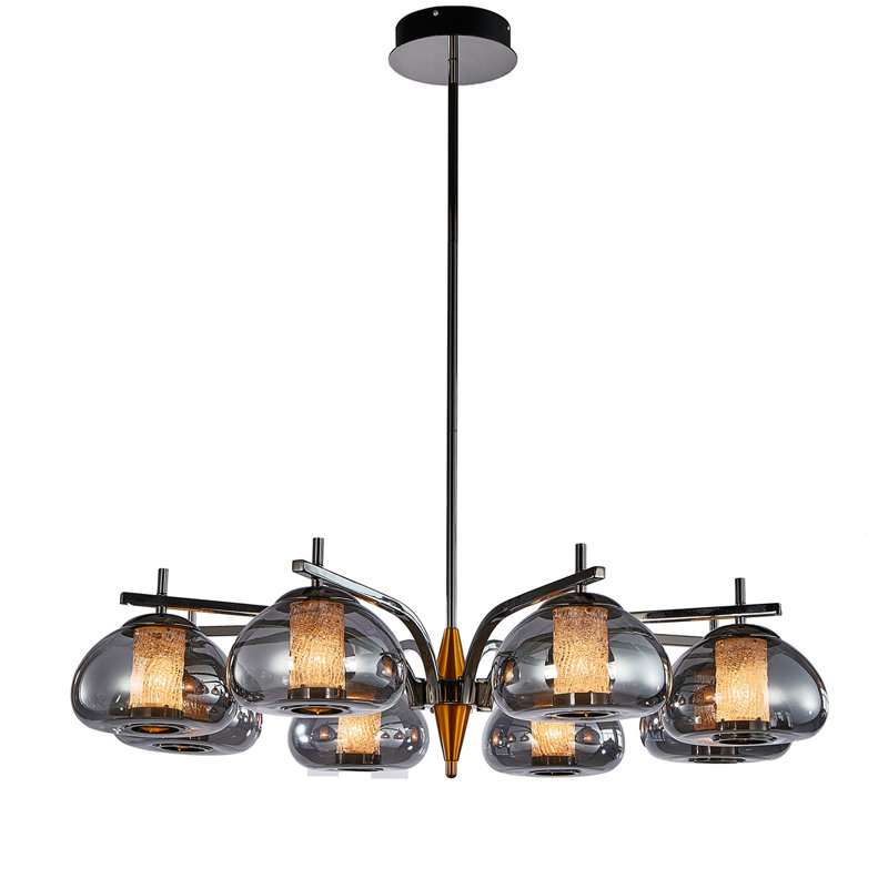 Ember 8-Light Smoked Glass LED Chandelier - Black