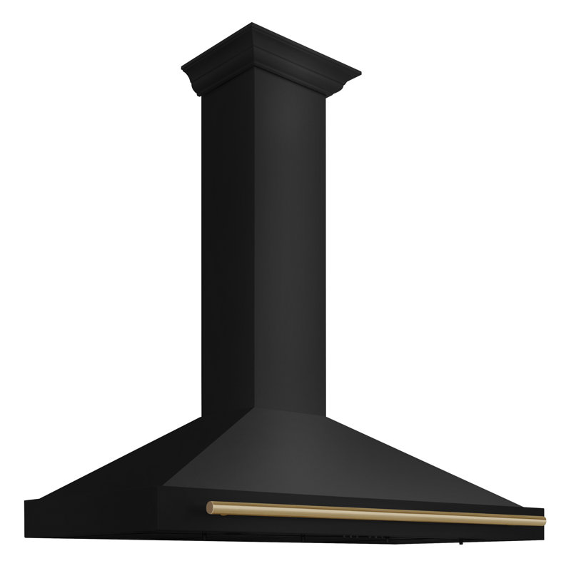 ZLINE 48 in. Black Stainless Steel Wall Mount Range Hood W/ Black Stainless Steel Handle, Champagne Bronze