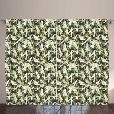 Rustic curtain, green butterfly, spring wings, pistachio green and white