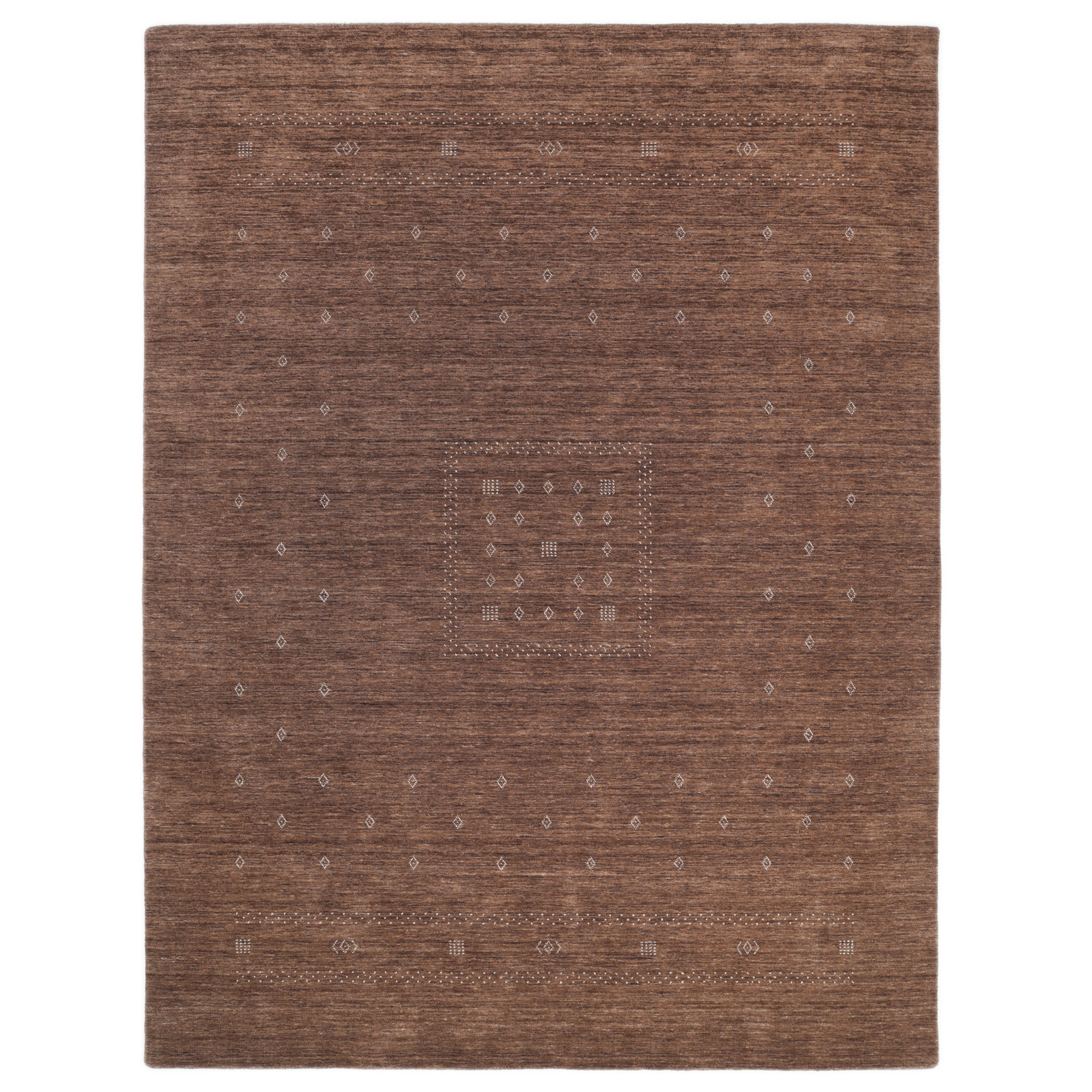 Simi Hand Knotted Cotton/Wool Southwestern Area Rug, Rectangle 6' x 9', Dark Brown