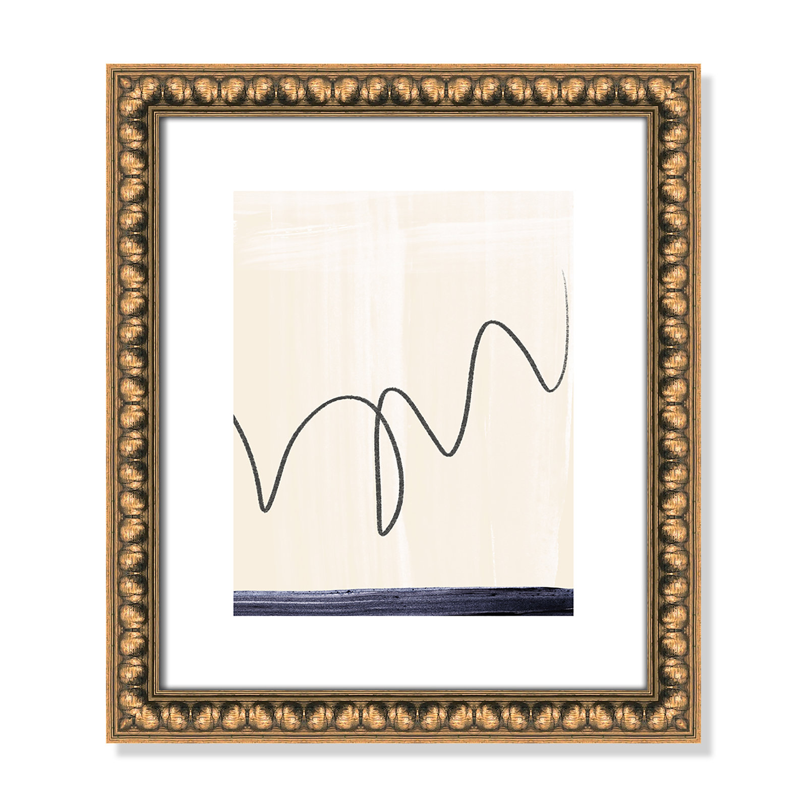 Tigerlily "Departured II" Painting, Gold Bead Framed Paper, 16" H x 14" W x 1.13" D