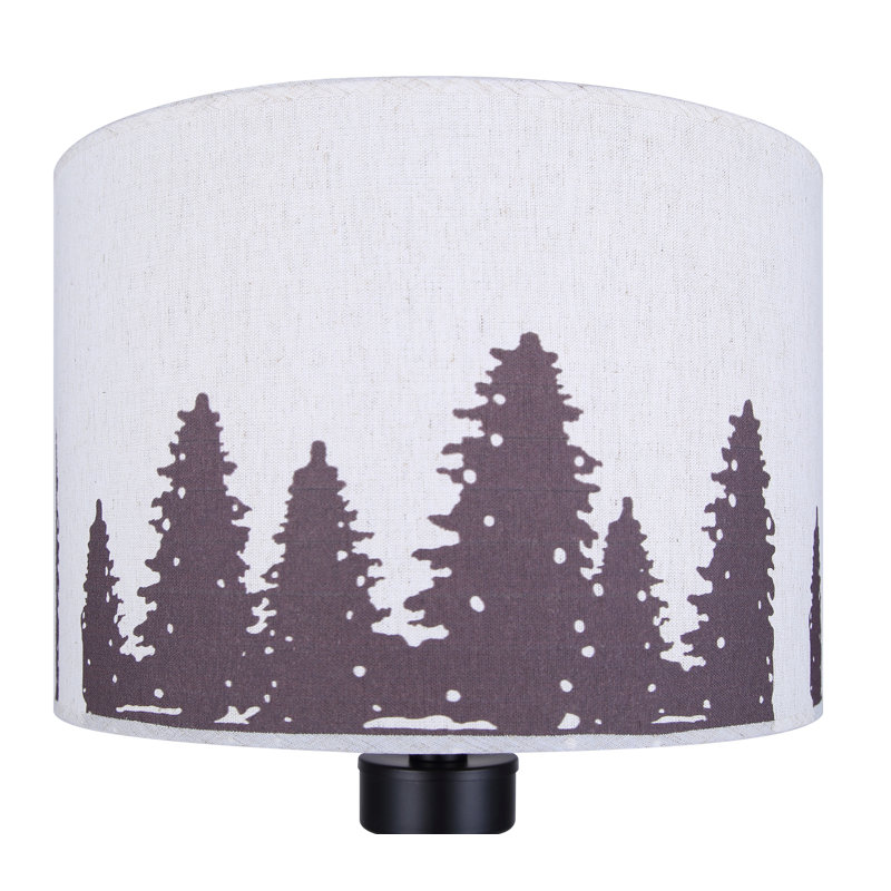 Lampe de table 1 lumière Marcele avec finition noir mat et crème naturelle avec abat-jour noir