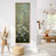 Branches florales blanches sur fond vert brumeux - reproduction d'art sur toile encadrée-896785851-896785853