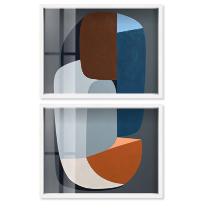 Ensemble d'art mural pour salon « Terrestrial Shift I Shadowbox Print » par Art Remedy, cadre blanc, 40 x 30