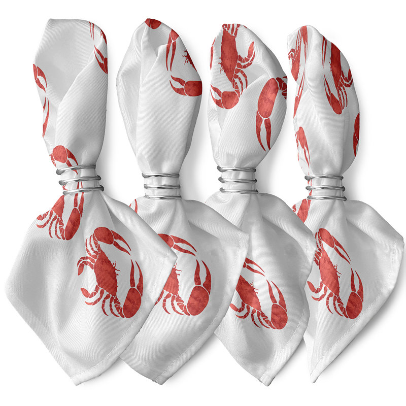 Thaney Crab Napkin Set, Coral