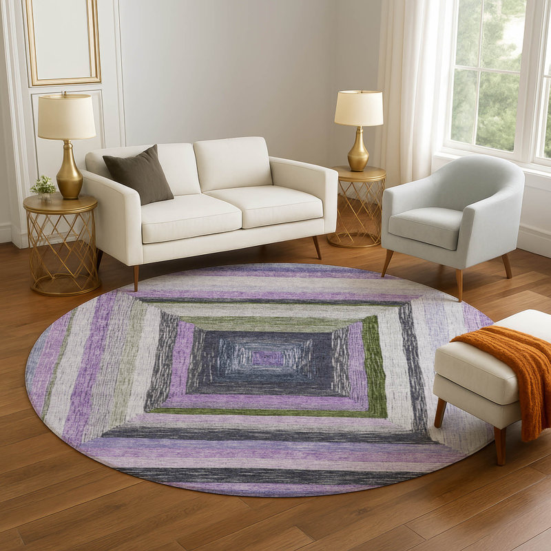 Premium Machine Washable Millbrook AMF1957 Geometric Rug, Round 8'