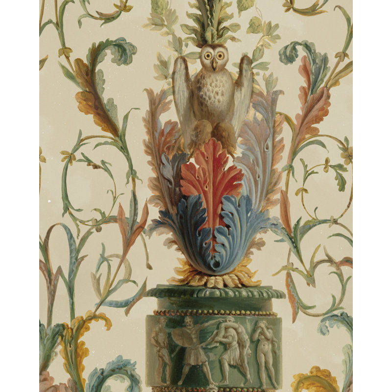 The Transylvanian Manor Floral Wallpaper Roll, Taupe/Green/Red