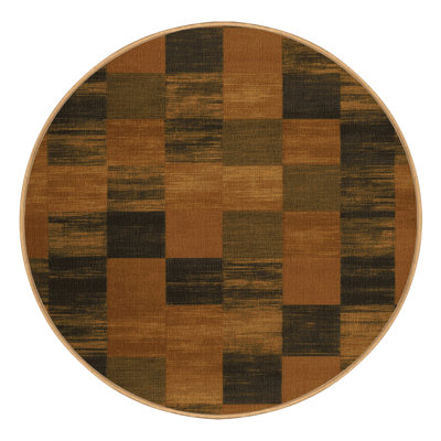 Machine Washable Checkered Brown Area Rug