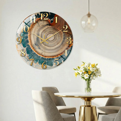 Horloge murale décorative moderne en bois agate en bois - 15,7 po