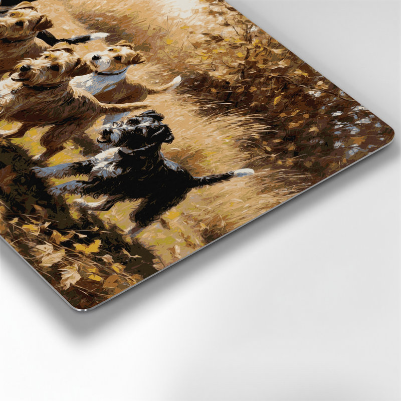 «Dogs Border Terrier», art mural en métal beige, H 11 po x l 14 po