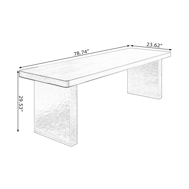 Nut-brown Rectangular Solid Wood writing desk, 29.53" H x 78.74" W x 23.62" D