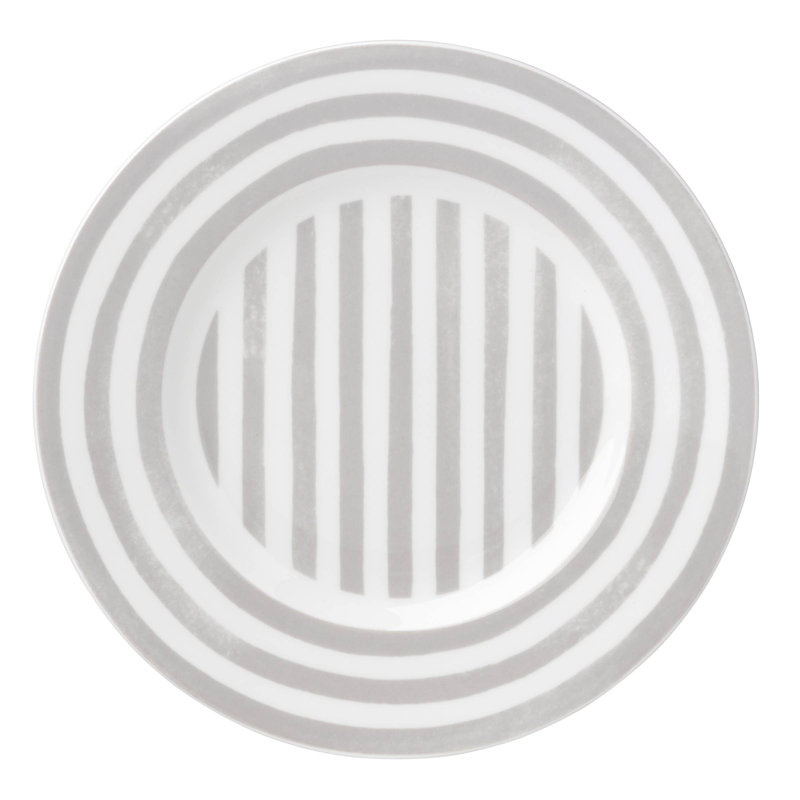 Charlotte Street Porcelain Salad/Dessert Plate, White/Gray