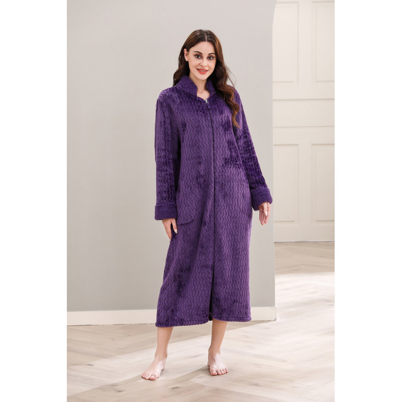 Peignoir à poches mi-mollet avec poches, XXL, Mauve