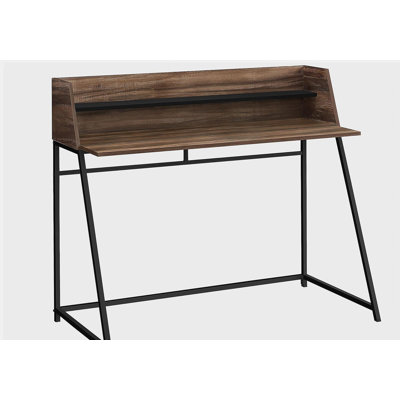 Bureau d'ordinateur, bureau personnel, ordinateur portable, tablettes de rangement, l 48 po, travail, stratifié brun, métal noir, contemporain, moderne