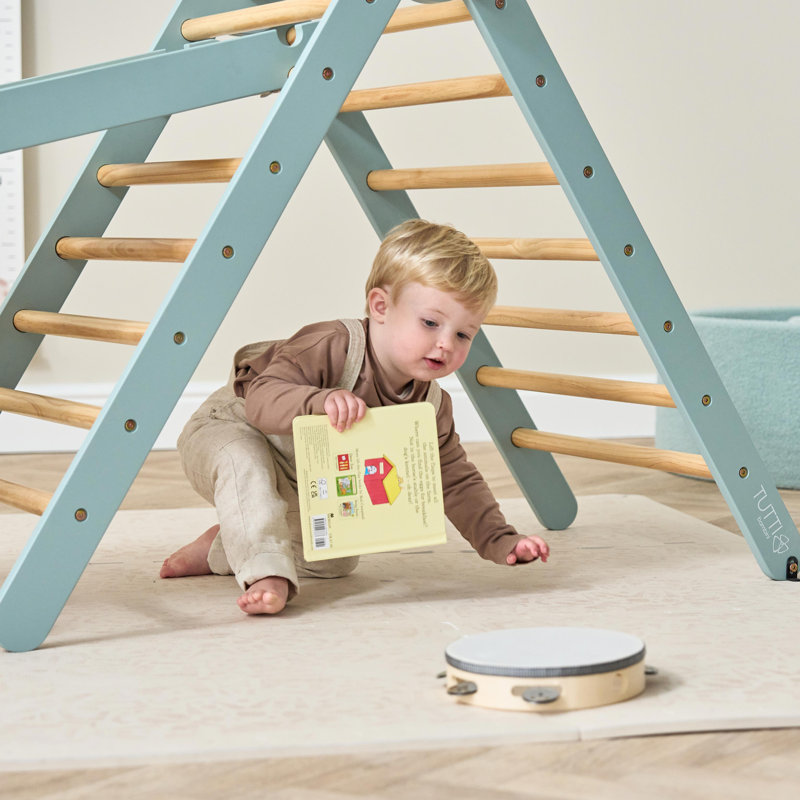 Scala Montessori 3 in 1 Pikler Climbing Frame with Climbing Wall, Ocean Stone