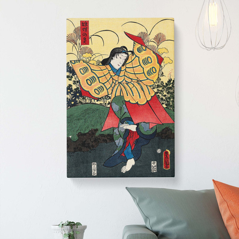 Butterfly Dance by Utagawa Kunisada - Wrapped Canvas Painting, 50cm H x 35cm W x 3cm D