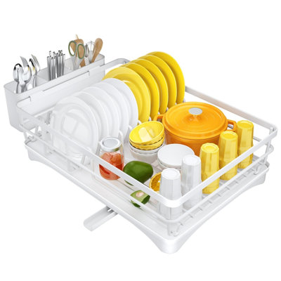 Égouttoir à vaisselle antirouille pour cuisine avec égouttoir et porte-ustensiles, égouttoir à vaisselle pour évier