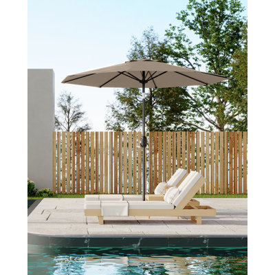 9FT Outdoor Table Patio Umbrella with Button Tilt and Crank Handle for Gardens, Patios, Backyards and Pools