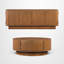 Ensemble de meuble télé et de table basse de salon 2 pièces, pour téléviseur de 70 po ou moins, console média cannelée et table de rangement ronde de style campagne moderne-132435007