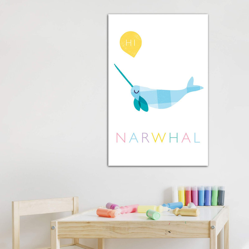 Narwhal - impression d'art graphique, Toile tendue, Pas de tapis, H 40 po x l 26 po x P 1,5 po