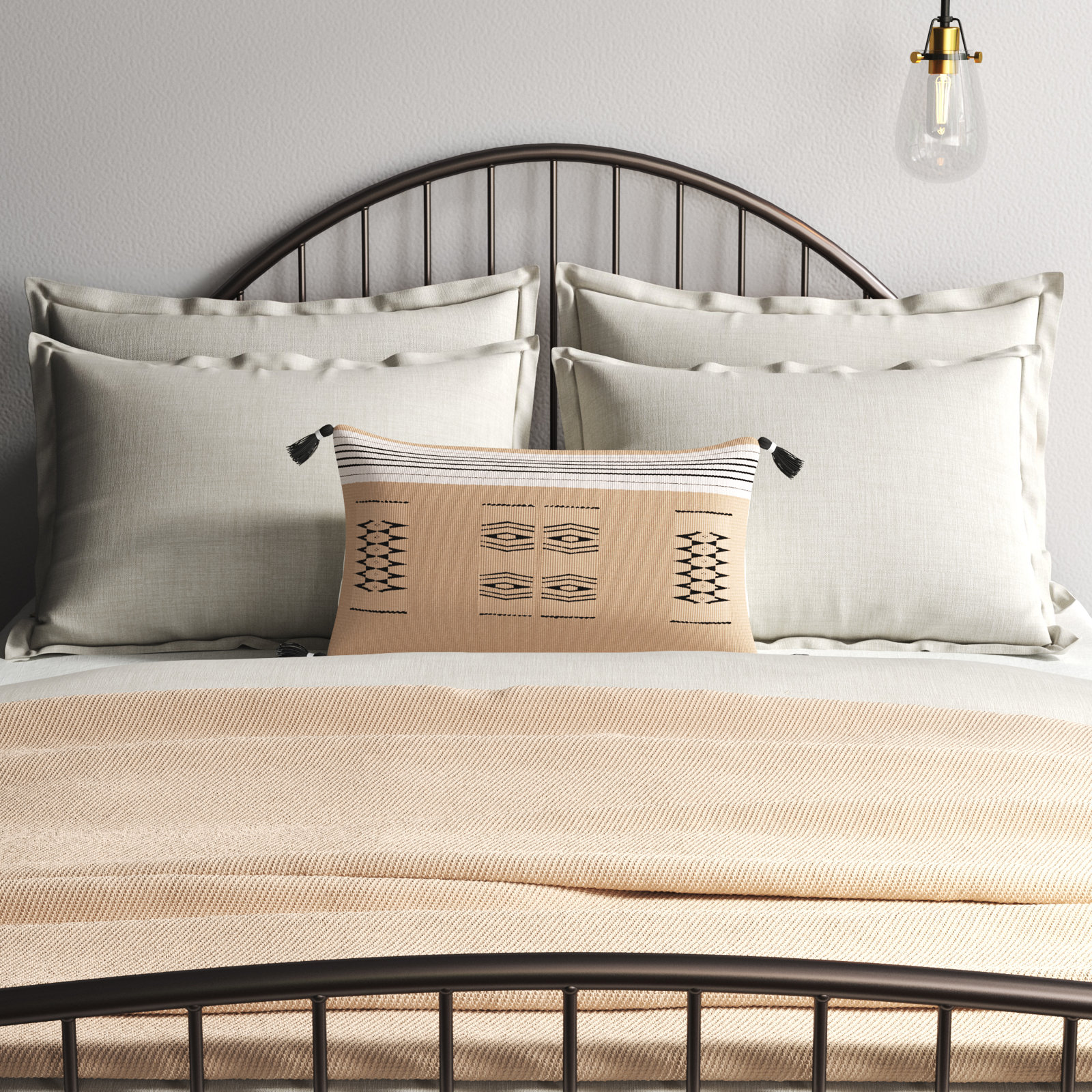Ambros Tassels Cotton Lumbar Throw Pillow, Pillow Cover Only - No Insert