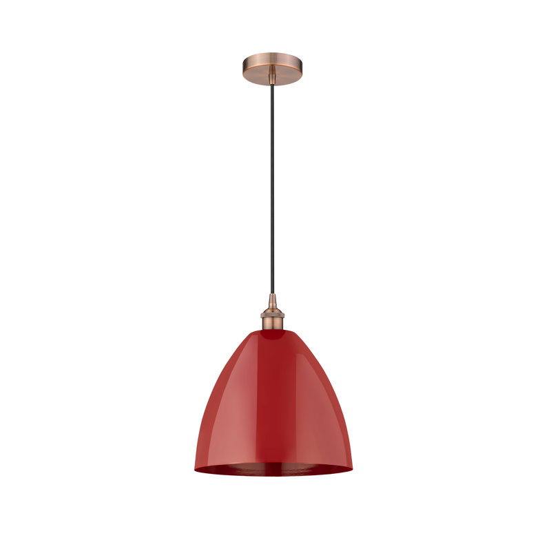 1 - Light Single Drop Pendant Pendant, Red, Antique Copper, 18.75" H x 16" W x 16" D