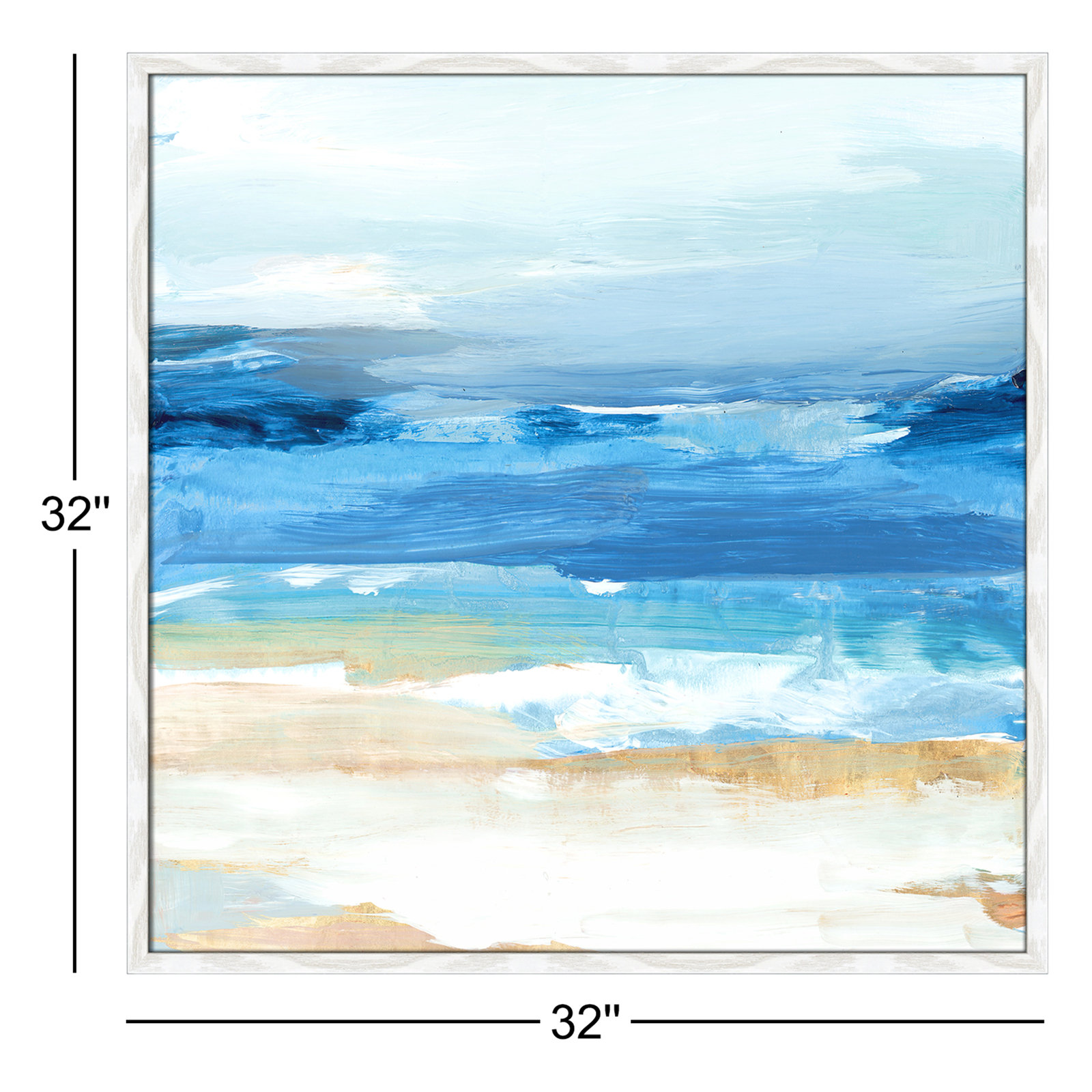 Surface Waves - Picture Frame Painting Print, 32" H x 32" W x 0.75" D, White Framed