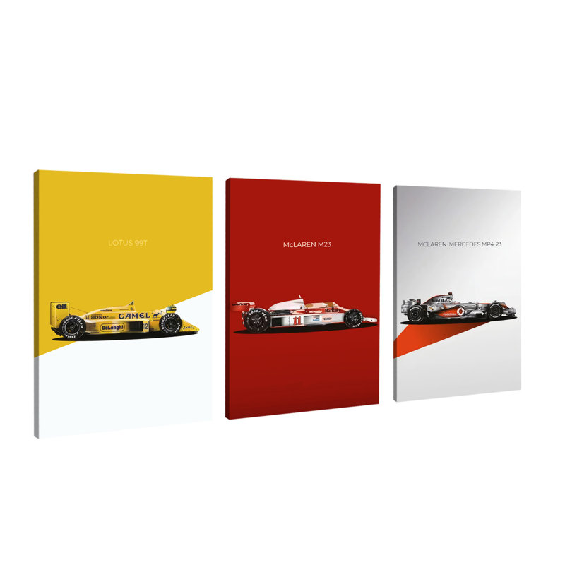 3PCS Wall Arts Posters Framed, Vintage Formula Racing Car Canvas Wall Art Set of 3 Modern Minimalist Decor for Home Office Garage Man Cave Automotive Enthusiast Gift High Quality Print Ready to Hang