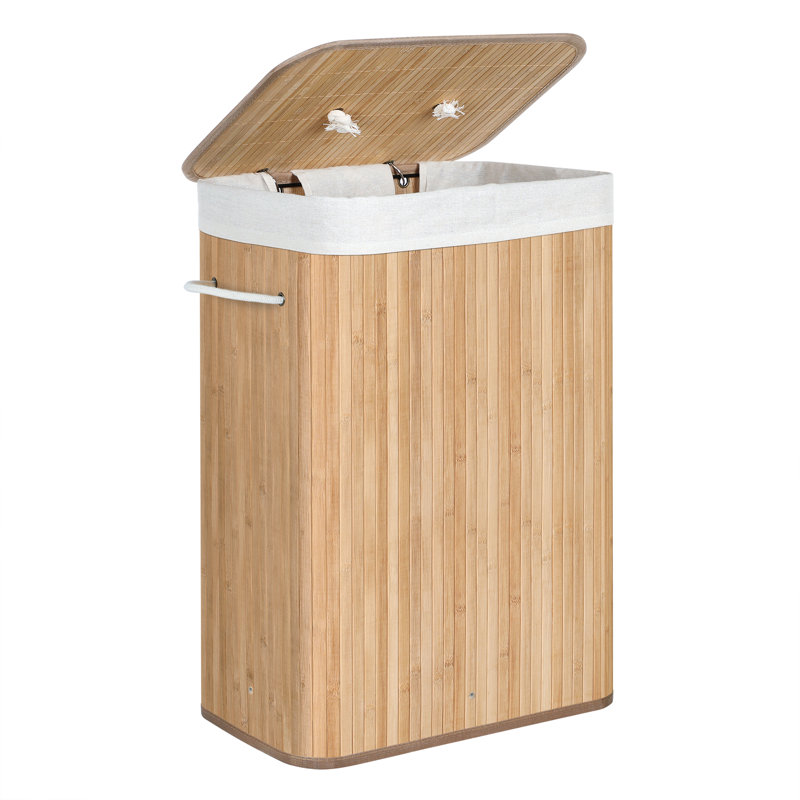 Wood Laundry Hamper with Handles, Natural