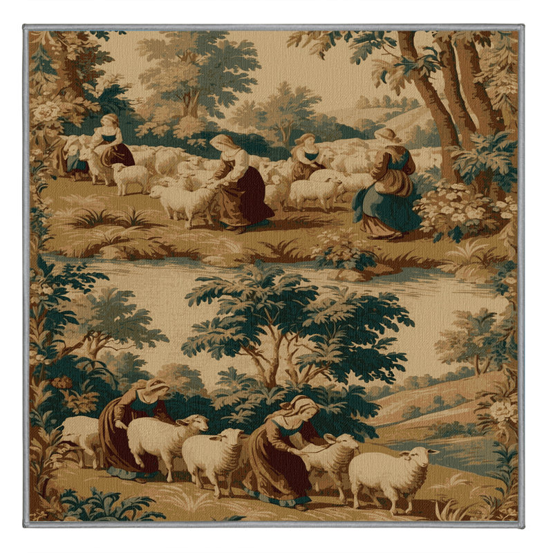 Tapis brun français lavable à la machine, Carré 3 pi