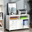 Armoire mobile pour bureau à domicile - Organisateur mobile blanc avec 2 casiers verrouillables, un tiroir et 3 tablettes pour ranger les fournitures