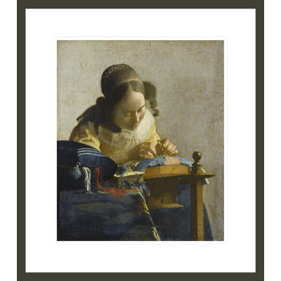 «The Lacemaker (La Dentelliere)» par Johannes Vermeer, impression giclée encadrée