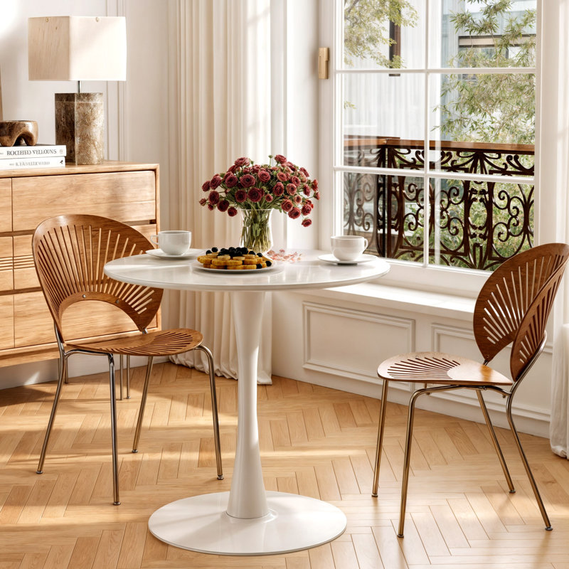 Table de salle à manger Amelia-Lillie, Blanc, Blanc, H 28,74 po x L 31,5 po x l 31,5 po