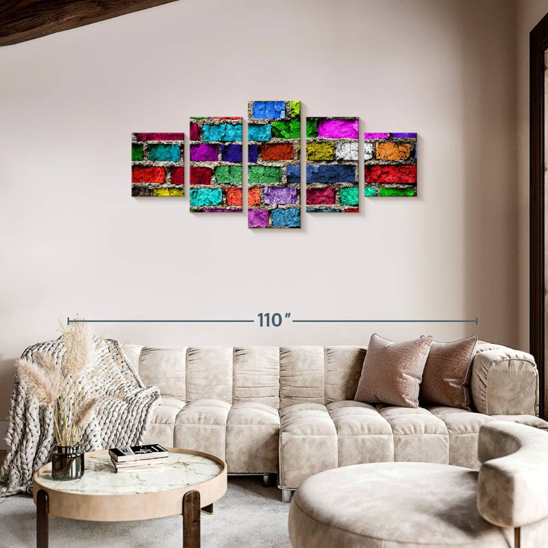 Rainbow Bricks, 34" H x 74" W