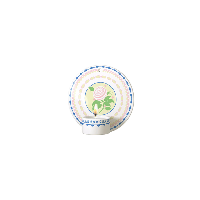 Dora Tealight Holder, Blue Face, 5.1", Blue Rose