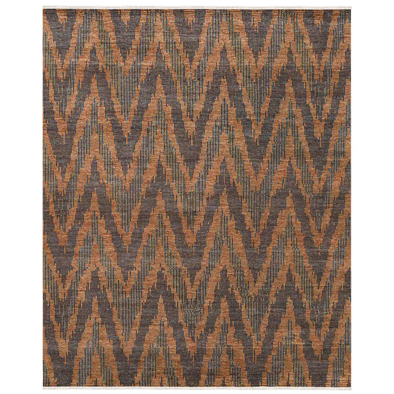 Nashville Charcoal Hand-Knotted Wool Blend Area Rug, Rectangle 9' x 12', Gray