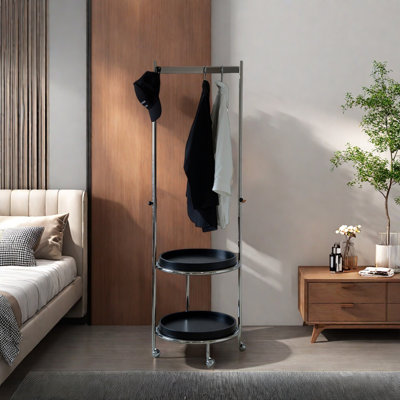Dual-Layer Coat Rack with Stainless Steel Frame