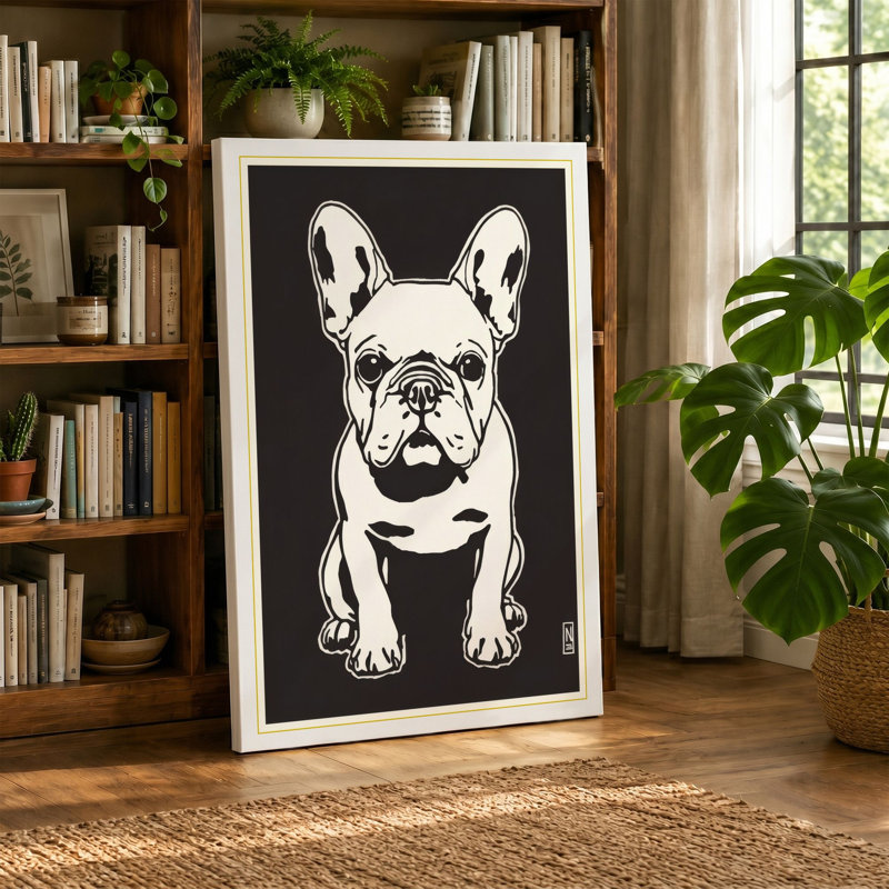 Bulldog Portrait Graphic - Wrapped Canvas, Cream Border, 24x16 - 61.0 x 40.6 cm