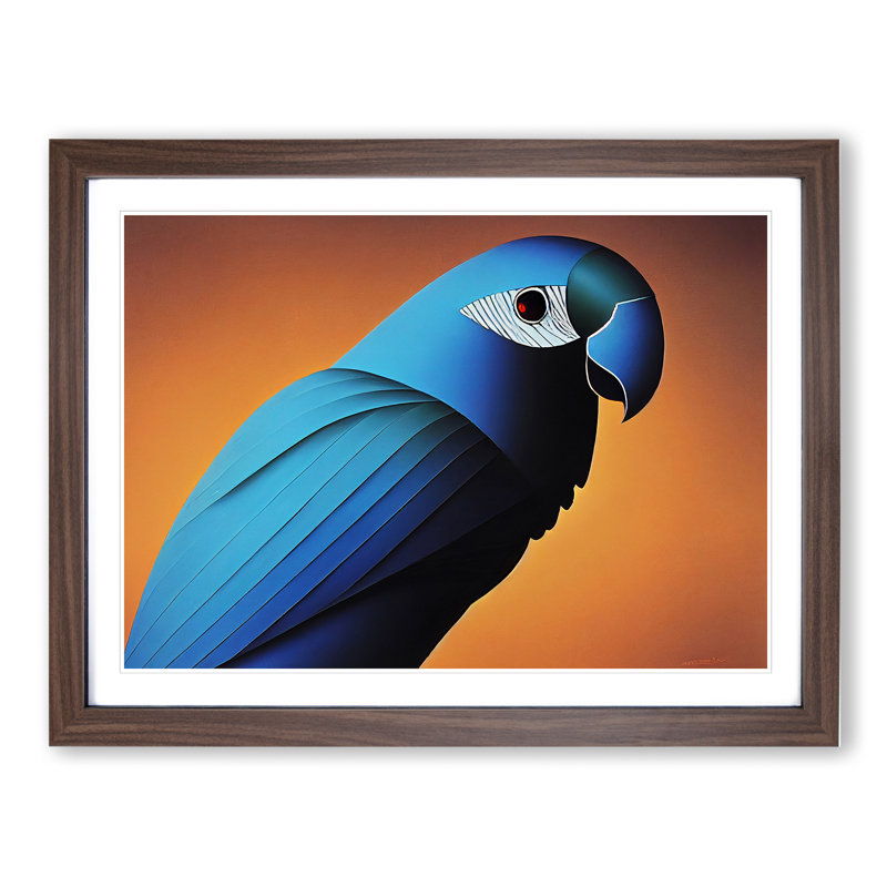 The Blooming Parrot - Framed Print, 25cm H x 34cm W x 2cm D, Walnut