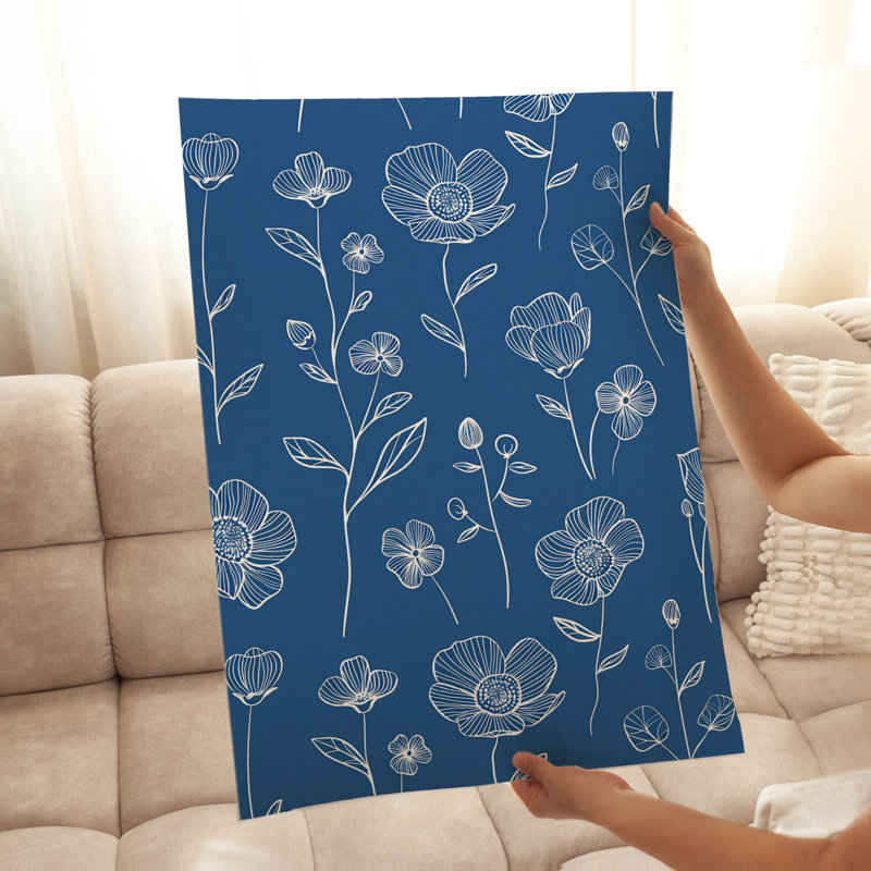 Motif floral de fleurs bleues à motif de chalet, H 7 po x l 5 po