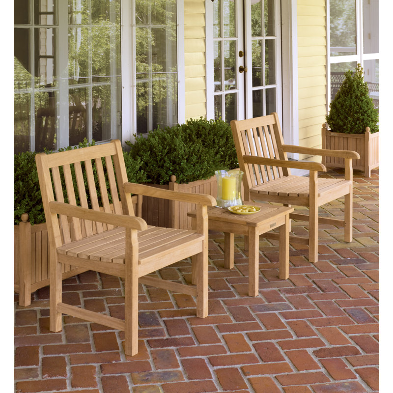 Classic Outdoor Square Teak Side Table, Natural Teak