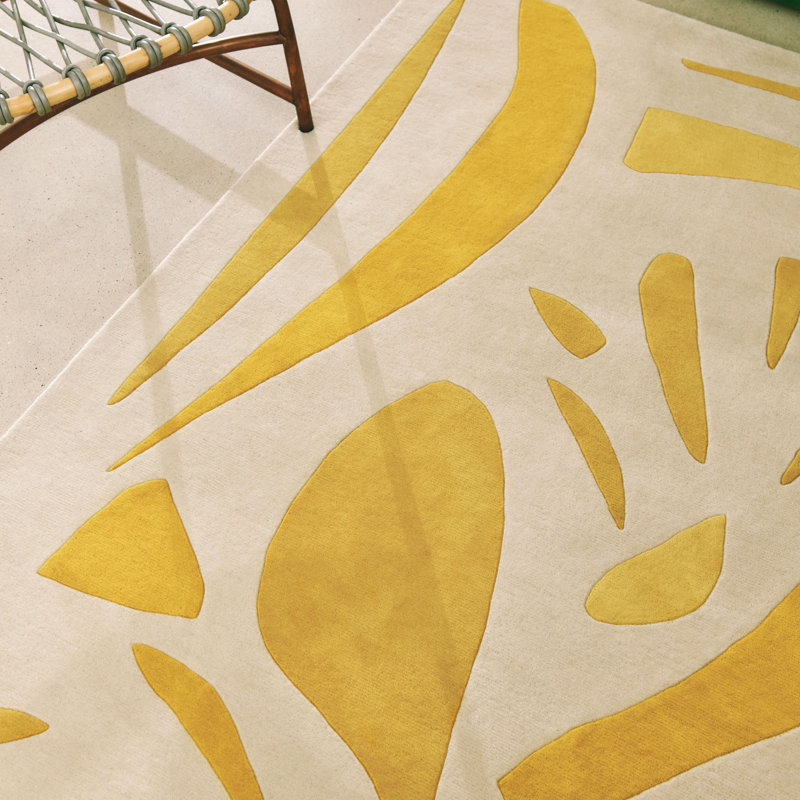 Alpha Hand Tufted Wool Area Rug in Yellow, Rectangle 8'2" x 9'10"